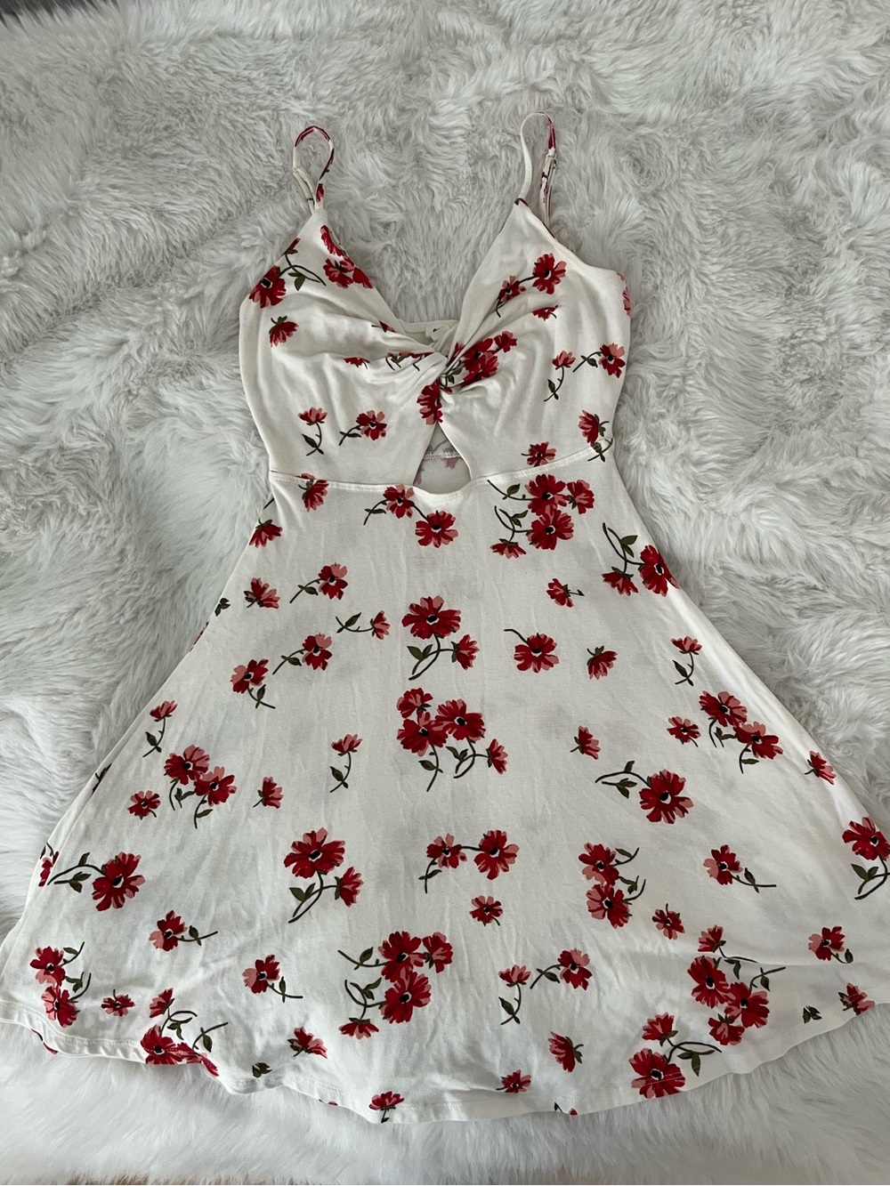 Garage White Sundress with Red Floral Print